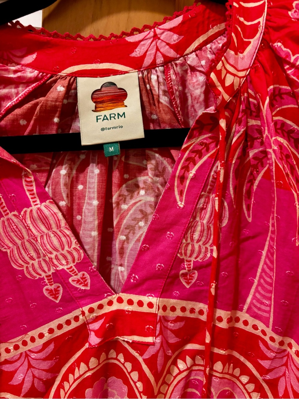 FARM Rio Fuchsia Floral Tie-Shoulder Chemise